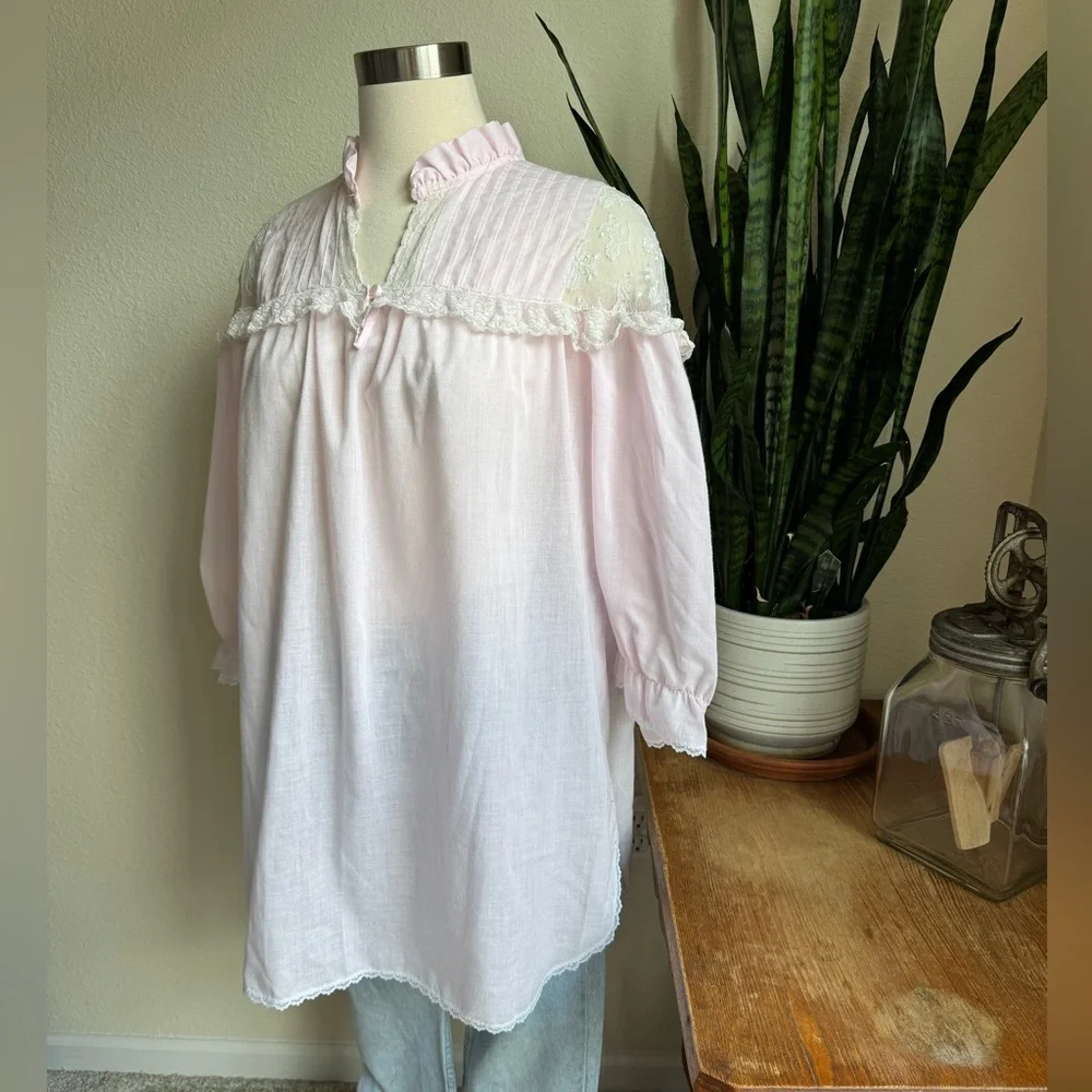 Vintage Floral Ruffle Blouse Romantic‎ Cottagecore Statement Top Praire Medium - Picture 8 of 11